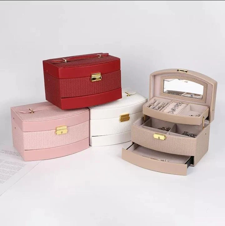 Lockable Leather Jewelry Box, 3 Layer Jewellery Organizer, Earring Ring Bracelet Storage Case for Women, Drawer Leather Jewellery Box, Earring Bracelet Holder Organizer, Multifunctional Display Stand, Multipurpose Drawer Cheap Shelf Lockable Leather Jewelry Box, 3 Layer Jewellery Organizer, Earring Ring Bracelet Storage Case for Women, Drawer Leather Jewellery Box, Earring Bracelet Holder Organizer, Multifunctional Display Stand, Multipurpose Drawer Cheap Shelf